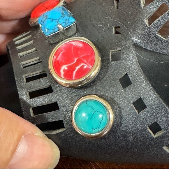 GUCCI LIKA Semi Precious Gemstones Laser cut leather Black Stilettos 7 EUC - Picture 15 of 17